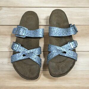 Birkenstock Franca Metallic Silver Strappy Crossover Strap Sandals Size 37